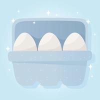 eggs on box breakfast, grocery purchases vector