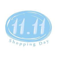 11 11 día de compras, material promocional con número de burbujas azules. vector
