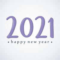 2021 happy new year, purple numbers and lettering card vector