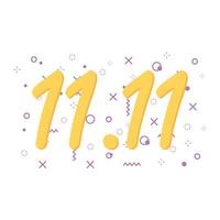 11 11 shopping day, golden numbers over memphis background vector