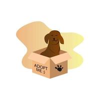 Animal adoption campaign with dog in a box vector