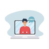 Man on laptop with bubble vector design