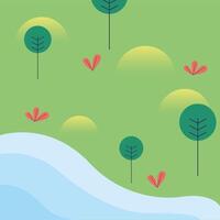 paisaje del parque con árboles y diseño vectorial de río vector