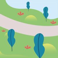 Park landscape with trees and way vector design