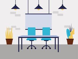 Office desk with chairs design vector