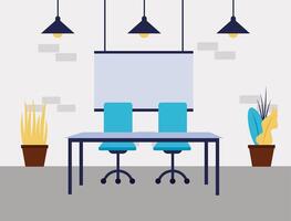 Office desk with chairs vector design