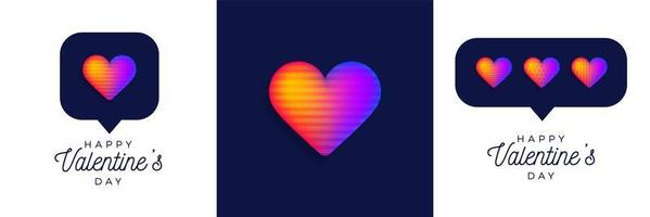 Rainbow heart valentine's day set vector