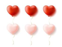 Set of balloon heart shapes isolated on white background vector