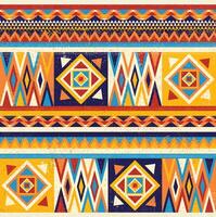 Colorful African textile design.  Kente fabric print design, African culture vector