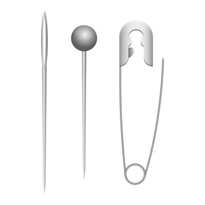 Needle And Safety Pin Icon On Black And White Vector Backgrounds