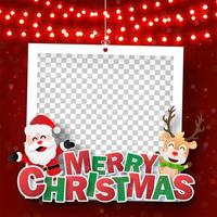 Christmas photo frame with Santa Claus and reindeer vector