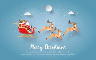 Christmas postcard with Santa Claus and reindeer vector