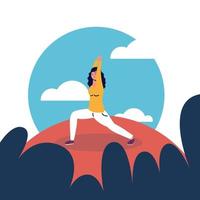 Woman doing yoga at park vector design