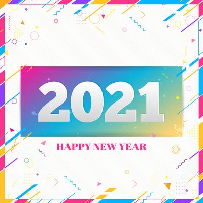 Creative Happy New Year 2021 design card on modern background