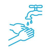 hands washing in faucet line style icon vector