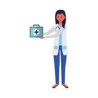Female doctor with uniform and kit vector design