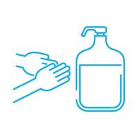 hands washing with antibacterial soap line style icon vector