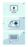 desktop with telemedicine technology and set icons vector