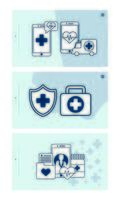 smartphone with telemedicine technology set icons vector