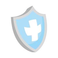 medical cross in shield isolated icon vector