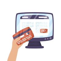 desktop with credit card ecommerce technology vector