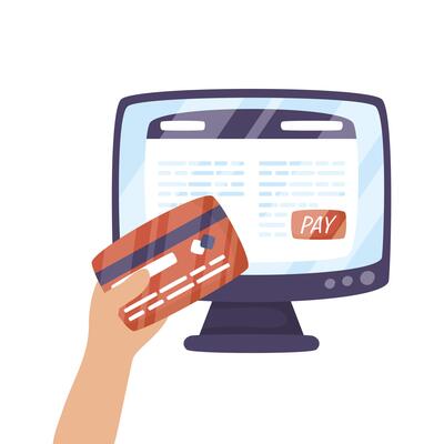 desktop with credit card ecommerce technology