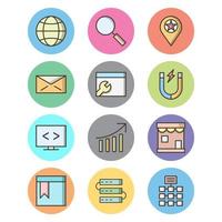 conjunto de iconos de optimización de motores de búsqueda para uso personal y comercial ... vector