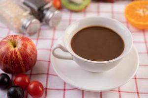 Coffee with assorted fruit photo