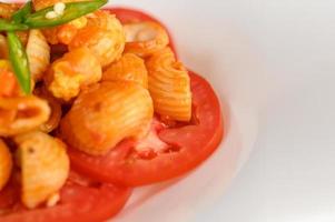 Stir-fried tomato macaroni photo