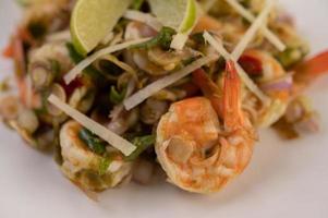 Shrimp cooked with lemongrass and vegetables photo
