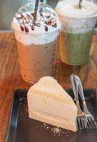 Frozen coffees with cake photo