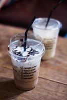 Two iced coffees in a coffee shop photo