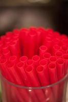 Close-up of red straws photo