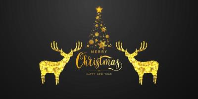 Merry Christmas and Happy New Year background. Celebration background template with deer bokeh. Luxury greeting rich card. vector