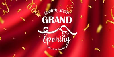 Red curtain background. Grand opening event design. vector