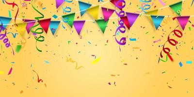 party flag and confetti concept design template vector