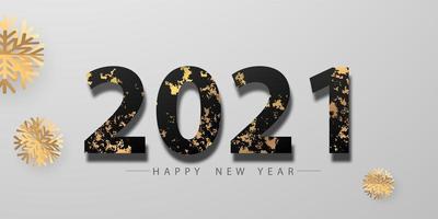 Happy New Year 2021 gold and black background. vector