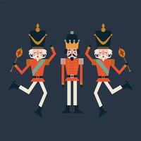 Nutcracker soldiers toy Christmas greeting card in vector format.