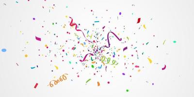 Confetti and colorful ribbons. Celebration background template with vector