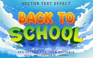 efecto de texto de regreso a la escuela vector