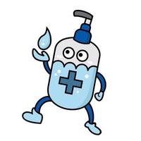 cute hand sanitizer character is ready to clean vector