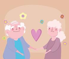 happy grandparents day, old couple cartoon in love adorable vector