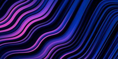 Dark Pink, Blue vector background with bent lines.