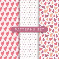 Heart seamless pattern set vector