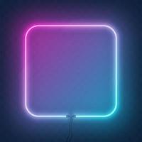 Neon square frame, border with wire vector