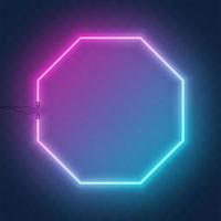 Neon octagon frame vector