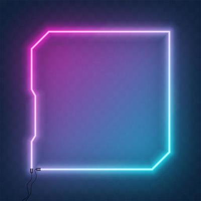 Neon square tech sci fi hologram frame