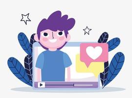 mensaje de chat joven amor redes sociales móviles vector