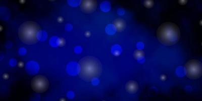 Dark BLUE vector layout with circles, stars.