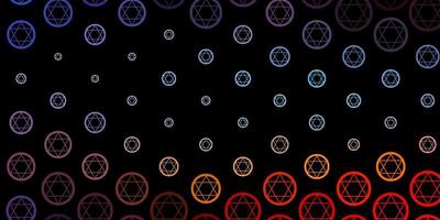 Dark Blue, Red vector backdrop with mystery symbols.